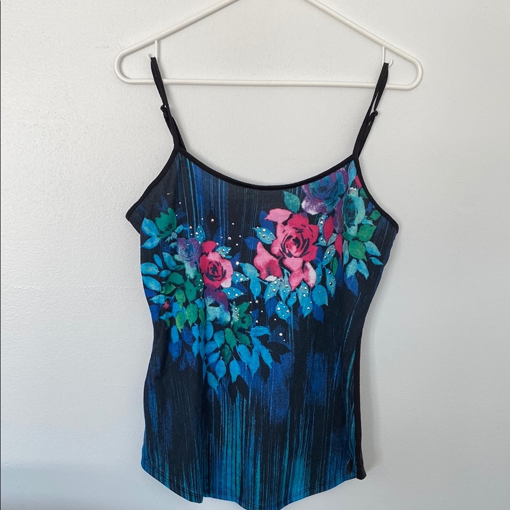 Candie's Blue and Pink Floral Camisole